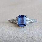 0.80Ct Blue Sapphire Emerald Cut Solitaire Ring | Minimalist Promise Jewelry Gift for Women