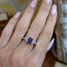 0.80Ct Blue Sapphire Emerald Cut Solitaire Ring | Minimalist Promise Jewelry Gift for Women