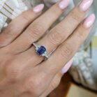 0.80Ct Blue Sapphire Emerald Cut Solitaire Ring | Minimalist Promise Jewelry Gift for Women