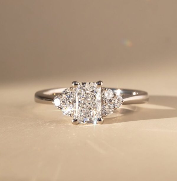 1Ct White Radiant Cut Solitaire Promise Ring | Crushed Ice Sparkle Engagement Ring for Women