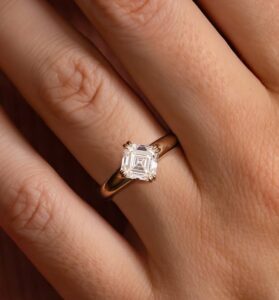 1.60CT White Asscher Cut Double Claw Prong Proposal Ring | Elegant Forever One Gift Ring For Her
