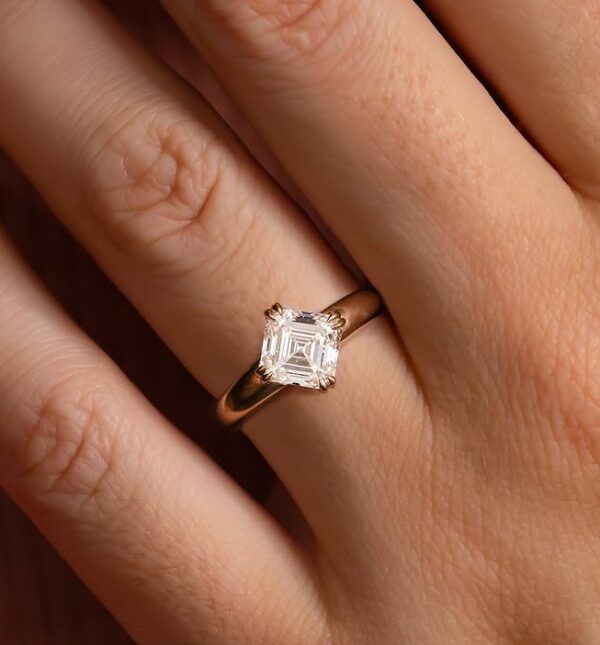 1.60CT White Asscher Cut Double Claw Prong Proposal Ring | Elegant Forever One Gift Ring For Her