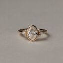 1.80Ct White Oval Cut Bezel Engagement Ring with Cluster | Thank You Gift for Her