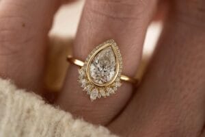 2.40Ct White Pear Cut Bezel Set Promise Ring | Elegant Wedding Jewelry Gift for Her