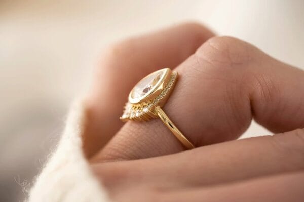 2.40Ct White Pear Cut Bezel Set Promise Ring | Elegant Wedding Jewelry Gift for Her
