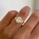 1.80Ct White Oval Cut Bezel Engagement Ring with Cluster | Thank You Gift for Her