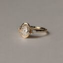 1.80Ct White Oval Cut Bezel Engagement Ring with Cluster | Thank You Gift for Her