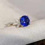 2.10Ct Blue Round Cut Solitaire Engagement Ring | Classic Promise Ring for Her | Elegant Everyday Jewelry Gift