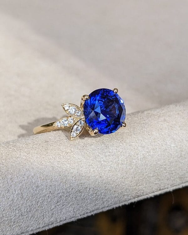 2.10Ct Blue Round Cut Solitaire Engagement Ring | Classic Promise Ring for Her | Elegant Everyday Jewelry Gift