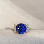 2.10Ct Blue Round Cut Solitaire Engagement Ring | Classic Promise Ring for Her | Elegant Everyday Jewelry Gift
