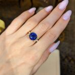 2.10Ct Blue Round Cut Solitaire Engagement Ring | Classic Promise Ring for Her | Elegant Everyday Jewelry Gift