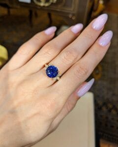2.10Ct Blue Round Cut Solitaire Engagement Ring | Classic Promise Ring for Her | Elegant Everyday Jewelry Gift
