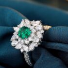 1.50Ct Green Cushion Cut Double Halo Cocktail Ring | Bridesmaid Gift Jewelry | Elegant Special Occasion Ring For Her