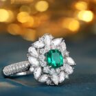 1.50Ct Green Cushion Cut Double Halo Cocktail Ring | Bridesmaid Gift Jewelry | Elegant Special Occasion Ring For Her