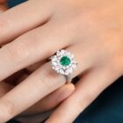 1.50Ct Green Cushion Cut Double Halo Cocktail Ring | Bridesmaid Gift Jewelry | Elegant Special Occasion Ring For Her