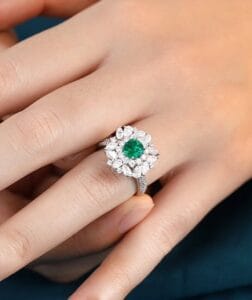 1.50Ct Green Cushion Cut Double Halo Cocktail Ring | Bridesmaid Gift Jewelry | Elegant Special Occasion Ring For Her