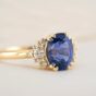 2.60Ct Blue Oval Sapphire Solitaire Engagement Ring with Accent Stones | Double Claw Prong Designer Ring for Her