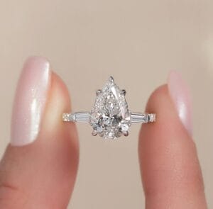 1.50Ct White Pear Cut Three Stone Promise Ring | Elegant Forever One Jewelry for Women