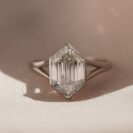 1.80Ct White Hexagon Cut Bezel Set Ring | Split Shank Modern Birthday Gift Jewelry For Women