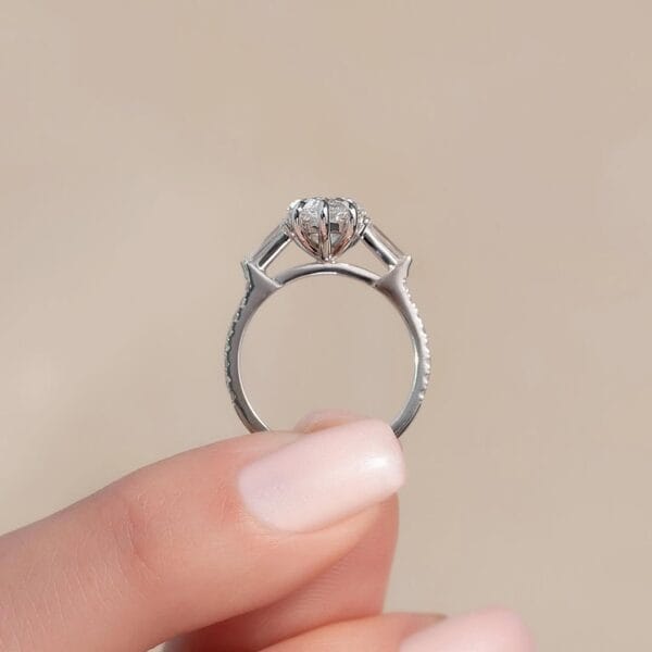 1.50Ct White Pear Cut Three Stone Promise Ring | Elegant Forever One Jewelry for Women