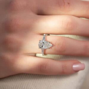 1.50Ct White Pear Cut Three Stone Promise Ring | Elegant Forever One Jewelry for Women