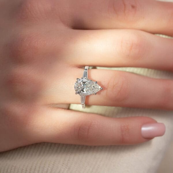 1.50Ct White Pear Cut Three Stone Promise Ring | Elegant Forever One Jewelry for Women