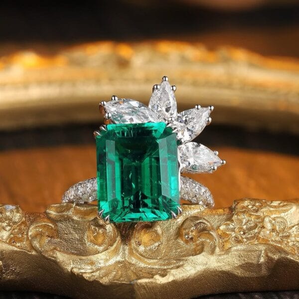 2.20Ct Green Emerald Cut Solitaire Proposal Ring | Luxury Engagement Gift Jewelry for Women