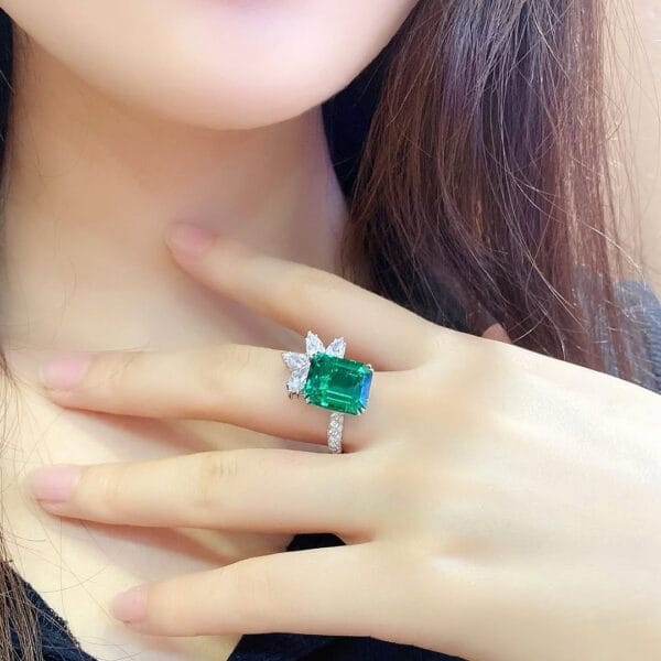 2.20Ct Green Emerald Cut Solitaire Proposal Ring | Luxury Engagement Gift Jewelry for Women