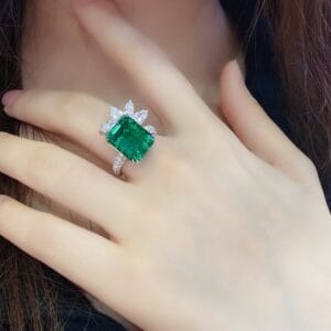 2.20Ct Green Emerald Cut Solitaire Proposal Ring | Luxury Engagement Gift Jewelry for Women