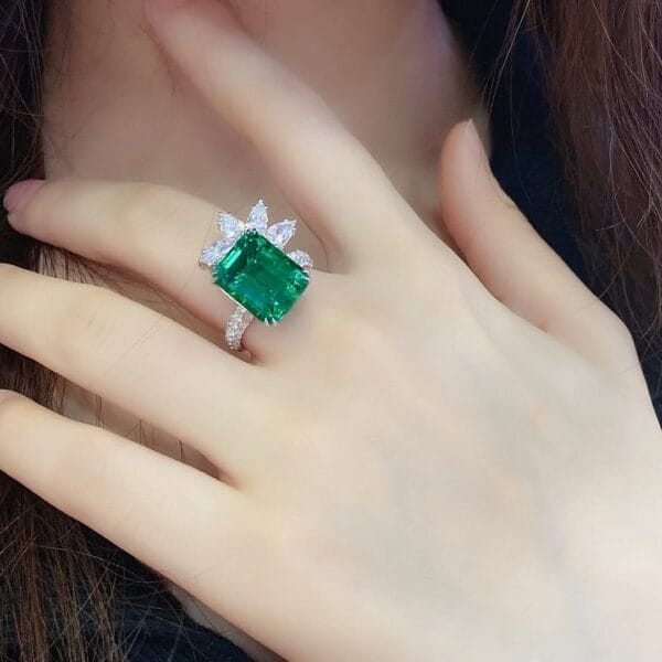 2.20Ct Green Emerald Cut Solitaire Proposal Ring | Luxury Engagement Gift Jewelry for Women