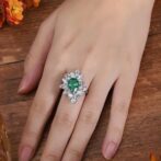 3.00Ct Green Pear Cut Solitaire Cocktail Ring for Women | Modern Bridesmaid Jewelry | Glamorous Celebrity Style Statement Ring