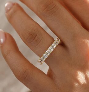 3.00TCW White Asscher Cut Full Eternity Anniversary Band for Wife | Statement Jewelry for Her