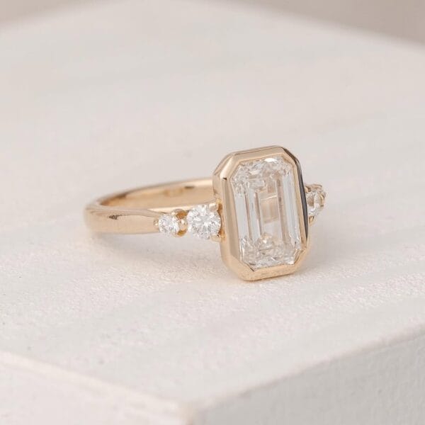1.80Ct Emerald Cut Bezel Set Ring | Elegant Anniversary Gift Band for Wife | Modern Luxury Jewelry for Women