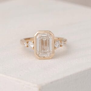 1.80Ct Emerald Cut Bezel Set Ring | Elegant Anniversary Gift Band for Wife | Modern Luxury Jewelry for Women