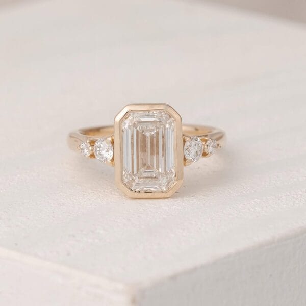 1.80Ct Emerald Cut Bezel Set Ring | Elegant Anniversary Gift Band for Wife | Modern Luxury Jewelry for Women