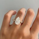 3Ct White Pear Cut Solitaire Ring For Her | Celebrity Style Special Occasion Gift | Forever One Inspired Jewelry
