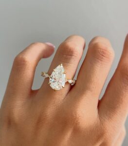 3Ct White Pear Cut Solitaire Ring For Her | Celebrity Style Special Occasion Gift | Forever One Inspired Jewelry