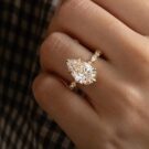 3Ct White Pear Cut Solitaire Ring For Her | Celebrity Style Special Occasion Gift | Forever One Inspired Jewelry