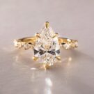 3Ct White Pear Cut Solitaire Ring For Her | Celebrity Style Special Occasion Gift | Forever One Inspired Jewelry