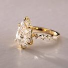 3Ct White Pear Cut Solitaire Ring For Her | Celebrity Style Special Occasion Gift | Forever One Inspired Jewelry