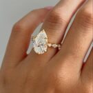 3Ct White Pear Cut Solitaire Ring For Her | Celebrity Style Special Occasion Gift | Forever One Inspired Jewelry