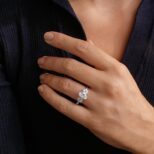 2.20Ct White Oval Cut Solitaire Cluster Wedding Ring | Glamorous Bridal Jewelry For Women
