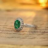 1.80Ct Green Oval Cut Double Halo Engagement Ring | Bold Wedding Statement Ring for Women