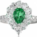 1.50Ct Green Pear Cut Halo Engagement Ring | Elegant Proposal Jewelry For Her | Designer Thank You Gift Ring