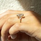 2.65Ct White Radiant Cut Half Bezel Three Stone Promise Ring | Elegant Wedding Ring For Her