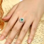 1.50Ct Green Pear Cut Halo Engagement Ring | Elegant Proposal Jewelry For Her | Designer Thank You Gift Ring