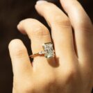 2.65Ct White Radiant Cut Half Bezel Three Stone Promise Ring | Elegant Wedding Ring For Her