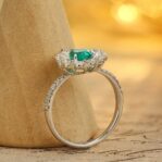 1.50Ct Green Pear Cut Halo Engagement Ring | Elegant Proposal Jewelry For Her | Designer Thank You Gift Ring