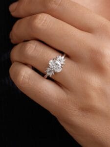 2.20Ct White Oval Cut Solitaire Cluster Wedding Ring | Glamorous Bridal Jewelry For Women