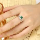 1.80Ct Green Oval Cut Double Halo Engagement Ring | Bold Wedding Statement Ring for Women
